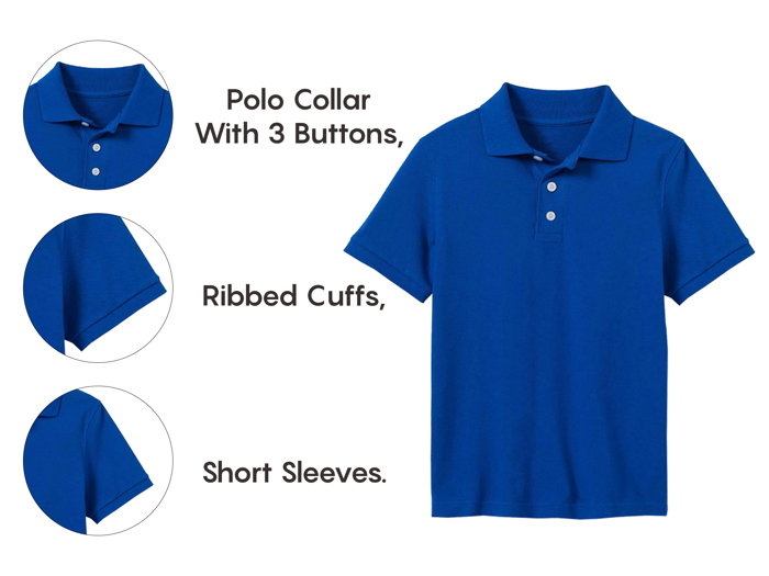 5-Pack School Uniform Tagless Polo Tshirt for Little Boys & Big Boys